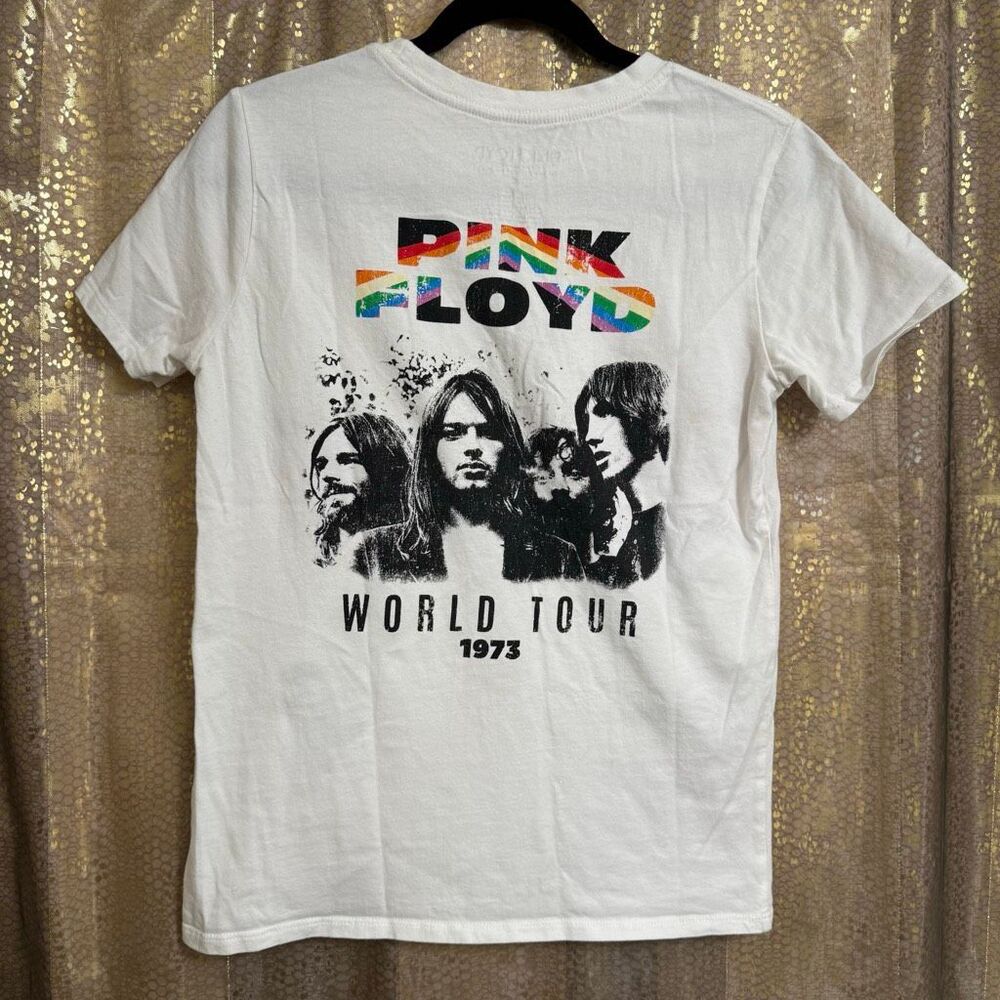Pink Floyd White 1973 Distressed World Tour Graphic T Shirt Women's Small - Picture 2 of 5